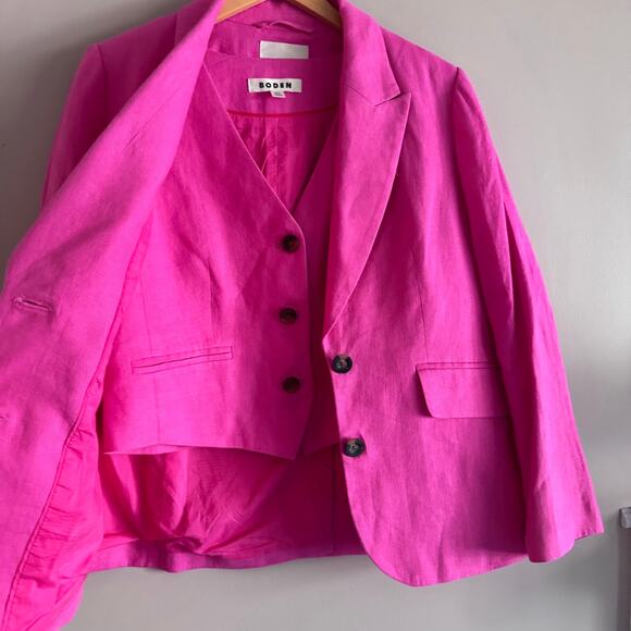 Boden Hot Pink Linen Blazer and Keswick Waistcoat Tailored Size 10 & 10P - Picture 2 of 13